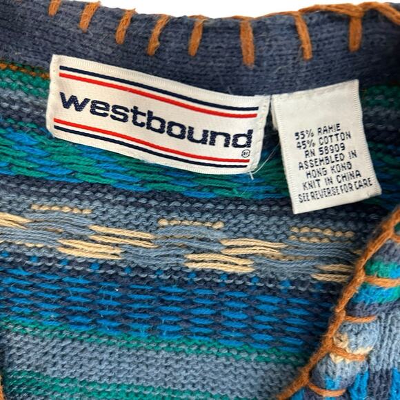 Vintage Westbound Blue Women Knit Sweater Vest Size XL Southwestern Country 90's - Picture 4 of 11